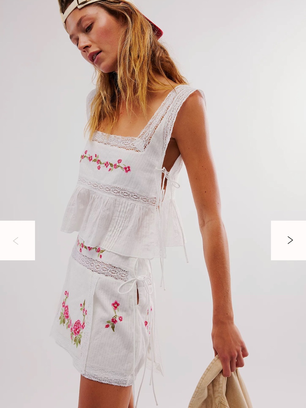 For Love & Lemons White Lace Floral Embroidered Set